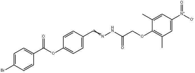 4-[2-({4-nitro-2,6-dimethylphenoxy}acetyl)carbohydrazonoyl]phenyl 4-bromobenzoate Structure