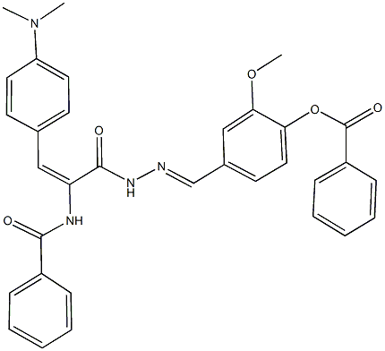 4-(2-{2-(benzoylamino)-3-[4-(dimethylamino)phenyl]acryloyl}carbohydrazonoyl)-2-methoxyphenyl benzoate Struktur