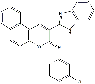 N-[2-(1H-benzimidazol-2-yl)-3H-benzo[f]chromen-3-ylidene]-N-(3-chlorophenyl)amine 化学構造式