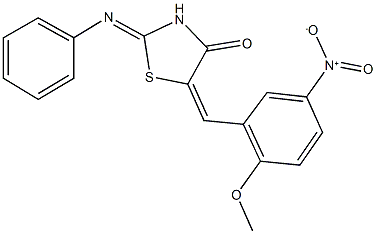 5-{5-nitro-2-methoxybenzylidene}-2-(phenylimino)-1,3-thiazolidin-4-one Structure