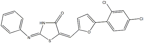 5-{[5-(2,4-dichlorophenyl)-2-furyl]methylene}-2-(phenylimino)-1,3-thiazolidin-4-one 化学構造式