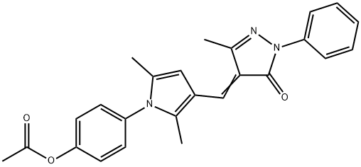 4-{2,5-dimethyl-3-[(3-methyl-5-oxo-1-phenyl-1,5-dihydro-4H-pyrazol-4-ylidene)methyl]-1H-pyrrol-1-yl}phenyl acetate Structure