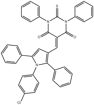 5-{[1-(4-chlorophenyl)-2,5-diphenyl-1H-pyrrol-3-yl]methylene}-1,3-diphenyl-2-thioxodihydro-4,6(1H,5H)-pyrimidinedione,330633-40-4,结构式