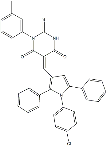 5-{[1-(4-chlorophenyl)-2,5-diphenyl-1H-pyrrol-3-yl]methylene}-1-(3-methylphenyl)-2-thioxodihydro-4,6(1H,5H)-pyrimidinedione 化学構造式