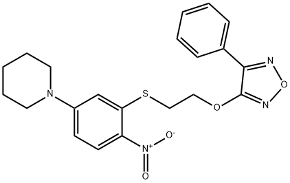 1-[4-nitro-3-({2-[(4-phenyl-1,2,5-oxadiazol-3-yl)oxy]ethyl}sulfanyl)phenyl]piperidine 结构式