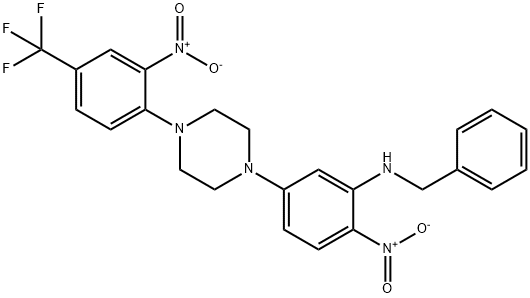 1-{3-(benzylamino)-4-nitrophenyl}-4-[2-nitro-4-(trifluoromethyl)phenyl]piperazine 结构式