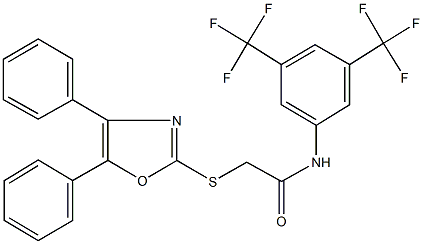 N-[3,5-bis(trifluoromethyl)phenyl]-2-[(4,5-diphenyl-1,3-oxazol-2-yl)sulfanyl]acetamide Structure