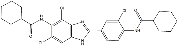 N-(4,6-dichloro-2-{3-chloro-4-[(cyclohexylcarbonyl)amino]phenyl}-1H-benzimidazol-5-yl)cyclohexanecarboxamide Structure