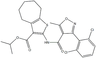 330644-75-2 isopropyl 2-({[3-(2,6-dichlorophenyl)-5-methyl-4-isoxazolyl]carbonyl}amino)-5,6,7,8-tetrahydro-4H-cyclohepta[b]thiophene-3-carboxylate