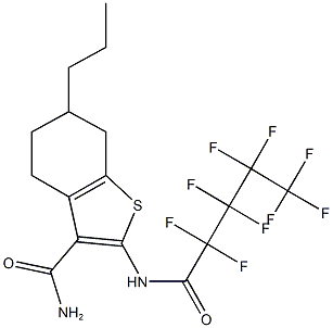 2-[(2,2,3,3,4,4,5,5,5-nonafluoropentanoyl)amino]-6-propyl-4,5,6,7-tetrahydro-1-benzothiophene-3-carboxamide Structure