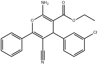 ethyl 2-amino-4-(3-chlorophenyl)-5-cyano-6-phenyl-4H-pyran-3-carboxylate Structure