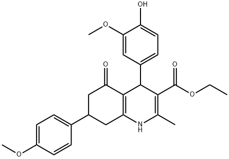 ethyl 4-(4-hydroxy-3-methoxyphenyl)-7-(4-methoxyphenyl)-2-methyl-5-oxo-1,4,5,6,7,8-hexahydro-3-quinolinecarboxylate 化学構造式