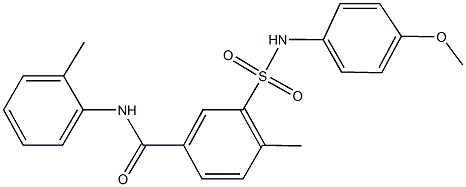 3-[(4-methoxyanilino)sulfonyl]-4-methyl-N-(2-methylphenyl)benzamide,330646-75-8,结构式