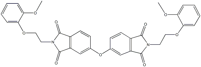 2-[2-(2-methoxyphenoxy)ethyl]-5-({2-[2-(2-methoxyphenoxy)ethyl]-1,3-dioxo-2,3-dihydro-1H-isoindol-5-yl}oxy)-1H-isoindole-1,3(2H)-dione Struktur