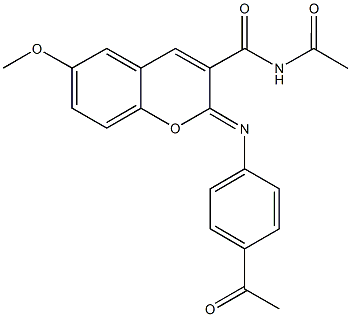 N-acetyl-2-[(4-acetylphenyl)imino]-6-methoxy-2H-chromene-3-carboxamide,330663-33-7,结构式