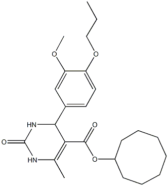 cyclooctyl 4-(3-methoxy-4-propoxyphenyl)-6-methyl-2-oxo-1,2,3,4-tetrahydro-5-pyrimidinecarboxylate Struktur