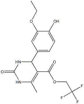 2,2,2-trifluoroethyl 4-(3-ethoxy-4-hydroxyphenyl)-6-methyl-2-oxo-1,2,3,4-tetrahydro-5-pyrimidinecarboxylate 化学構造式