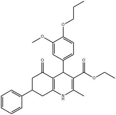 ethyl 4-(3-methoxy-4-propoxyphenyl)-2-methyl-5-oxo-7-phenyl-1,4,5,6,7,8-hexahydro-3-quinolinecarboxylate,330674-40-3,结构式