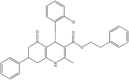 2-phenylethyl 4-(2-chlorophenyl)-2-methyl-5-oxo-7-phenyl-1,4,5,6,7,8-hexahydro-3-quinolinecarboxylate,330674-41-4,结构式