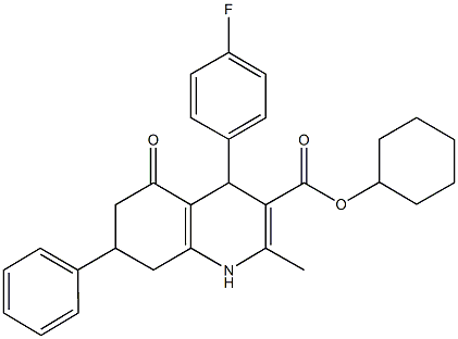 cyclohexyl 4-(4-fluorophenyl)-2-methyl-5-oxo-7-phenyl-1,4,5,6,7,8-hexahydro-3-quinolinecarboxylate Struktur