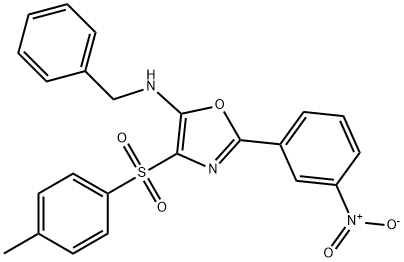 2-{3-nitrophenyl}-4-[(4-methylphenyl)sulfonyl]-5-[(phenylmethyl)amino]-1,3-oxazole Structure