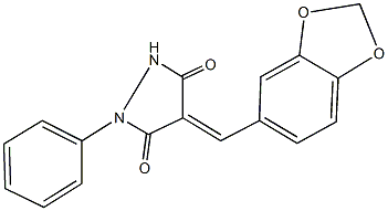 4-(1,3-benzodioxol-5-ylmethylene)-1-phenyl-3,5-pyrazolidinedione Structure