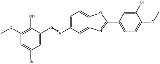 4-bromo-2-({[2-(3-bromo-4-methoxyphenyl)-1,3-benzoxazol-5-yl]imino}methyl)-6-methoxyphenol,330683-23-3,结构式