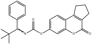 4-oxo-1,2,3,4-tetrahydrocyclopenta[c]chromen-7-yl 2,2-dimethyl-1-phenylpropylidenecarbamate Struktur