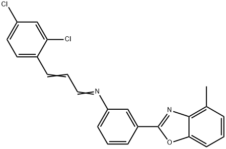 N-[3-(2,4-dichlorophenyl)-2-propenylidene]-N-[3-(4-methyl-1,3-benzoxazol-2-yl)phenyl]amine Structure