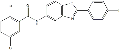 2,5-dichloro-N-[2-(4-iodophenyl)-1,3-benzoxazol-5-yl]benzamide 化学構造式