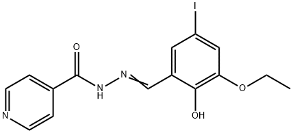 N'-(3-ethoxy-2-hydroxy-5-iodobenzylidene)isonicotinohydrazide 化学構造式