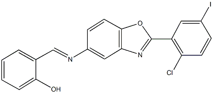 2-({[2-(2-chloro-5-iodophenyl)-1,3-benzoxazol-5-yl]imino}methyl)phenol 结构式