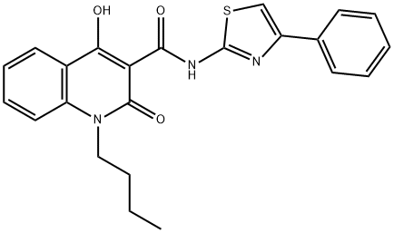 1-butyl-4-hydroxy-2-oxo-N-(4-phenyl-1,3-thiazol-2-yl)-1,2-dihydro-3-quinolinecarboxamide 化学構造式
