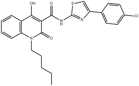 N-[4-(4-chlorophenyl)-1,3-thiazol-2-yl]-4-hydroxy-2-oxo-1-pentyl-1,2-dihydro-3-quinolinecarboxamide 化学構造式