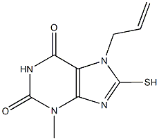 7-allyl-3-methyl-8-sulfanyl-3,7-dihydro-1H-purine-2,6-dione,330818-24-1,结构式