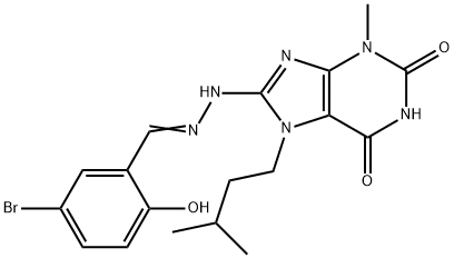 5-bromo-2-hydroxybenzaldehyde [3-methyl-7-(3-methylbutyl)-2,6-dioxo-2,3,6,7-tetrahydro-1H-purin-8-yl]hydrazone,330818-52-5,结构式