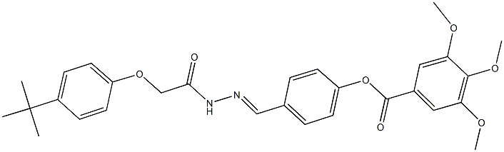 4-{2-[(4-tert-butylphenoxy)acetyl]carbohydrazonoyl}phenyl 3,4,5-trimethoxybenzoate Struktur