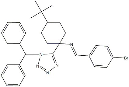 N-[1-(1-benzhydryl-1H-tetraazol-5-yl)-4-tert-butylcyclohexyl]-N-(4-bromobenzylidene)amine Struktur