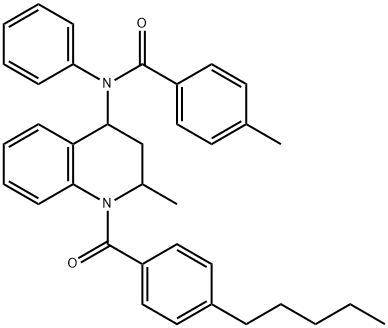 4-methyl-N-[2-methyl-1-(4-pentylbenzoyl)-1,2,3,4-tetrahydro-4-quinolinyl]-N-phenylbenzamide Structure