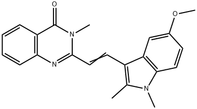 2-[2-(5-methoxy-1,2-dimethyl-1H-indol-3-yl)vinyl]-3-methyl-4(3H)-quinazolinone Struktur