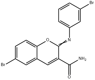 6-bromo-2-[(3-bromophenyl)imino]-2H-chromene-3-carboxamide Structure