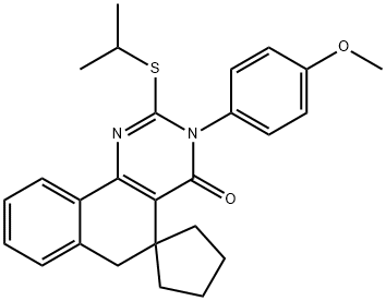 2-(isopropylsulfanyl)-3-(4-methoxyphenyl)-5,6-dihydrospiro(benzo[h]quinazoline-5,1'-cyclopentane)-4(3H)-one,330829-19-1,结构式