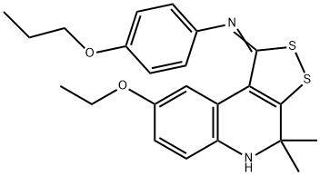 N-(8-ethoxy-4,4-dimethyl-4,5-dihydro-1H-[1,2]dithiolo[3,4-c]quinolin-1-ylidene)-N-(4-propoxyphenyl)amine,330830-95-0,结构式