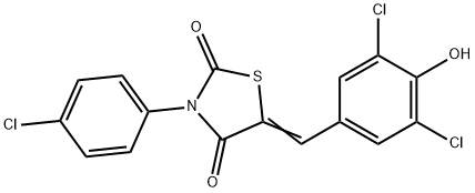 3-(4-chlorophenyl)-5-(3,5-dichloro-4-hydroxybenzylidene)-1,3-thiazolidine-2,4-dione,330831-68-0,结构式