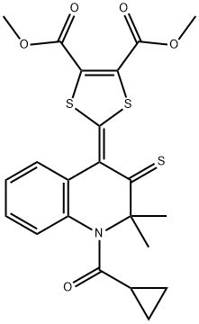 dimethyl 2-(1-(cyclopropylcarbonyl)-2,2-dimethyl-3-thioxo-2,3-dihydro-4(1H)-quinolinylidene)-1,3-dithiole-4,5-dicarboxylate|