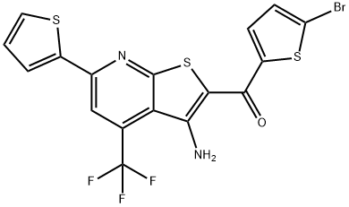 [3-amino-6-(2-thienyl)-4-(trifluoromethyl)thieno[2,3-b]pyridin-2-yl](5-bromo-2-thienyl)methanone 结构式
