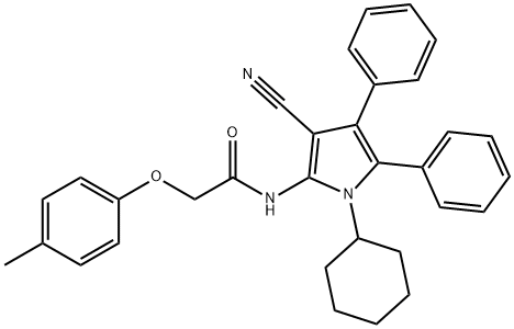 N-(3-cyano-1-cyclohexyl-4,5-diphenyl-1H-pyrrol-2-yl)-2-(4-methylphenoxy)acetamide Structure