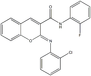 2-[(2-chlorophenyl)imino]-N-(2-fluorophenyl)-2H-chromene-3-carboxamide Structure