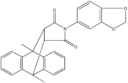 17-(1,3-benzodioxol-5-yl)-1,8-dimethyl-17-azapentacyclo[6.6.5.0~2,7~.0~9,14~.0~15,19~]nonadeca-2,4,6,9,11,13-hexaene-16,18-dione,330839-20-8,结构式