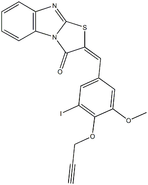 2-[3-iodo-5-methoxy-4-(2-propynyloxy)benzylidene][1,3]thiazolo[3,2-a]benzimidazol-3(2H)-one Structure